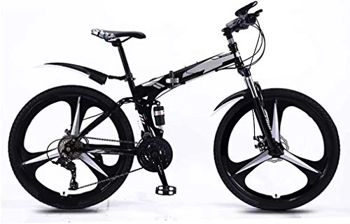 Folding Bike : 24 Inch Folding City Bike Bicycle, Mountain Road Bike Lightweight Fold Up Foldable Hybrid Bikes Commuter Full Suspension Specialized for Men Women Adult Ladies, H107ZJ