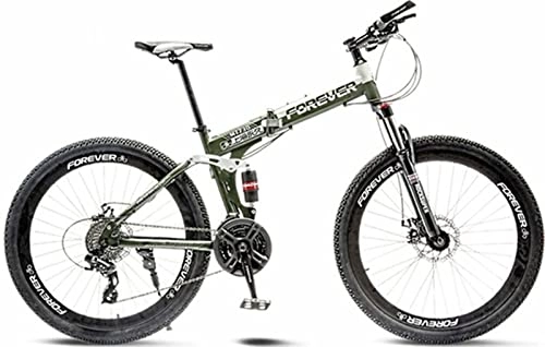 Folding Bike : 26'' Folding Bike Multi Spokes, Full Suspension Mountain Bicycle with Dual Disc Brake Dual Disc Brake MTB Bike for Adult, Sports Outdoor Adult Bike Green, 24 inches