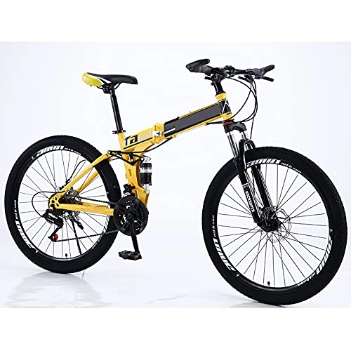Folding Bike : 26 inch Adult Folding Mountain Bike, 21 Speed Folding Mountain Bikes with High Carbon Steel Frame, Outdoor Foldable MTB Bicycle for Youth Adult, D