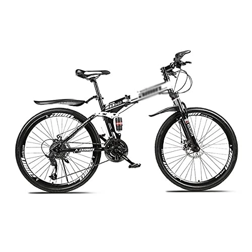 Folding Bike : 26 Inch Folding Mountain Bike 21 / 24 / 27-Speed City Road Mountain Bicycle For Men Woman Adult And Teens Carbon Steel Frame Dual Suspension With Lockable Shock-absorbing U-shap(Size:21 Speed, Color:White)