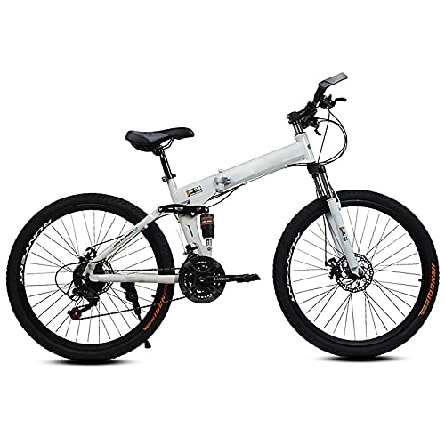 Folding Bike : 26 inch Folding Mountain Bike, 21 Speed High Carbon Steel Frame Full Suspension MTB Bike for Teenagers and Adults