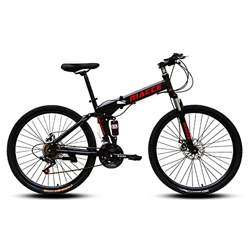 Folding Bike : 26 Inch Folding Mountain Bikes, 21 Speed Carbon Steel Mountain Bicycle for Adults, Outdoor Bikes MTB, Easy Fold and Enjoy the Fun of RidingAdvanced Configuration Black