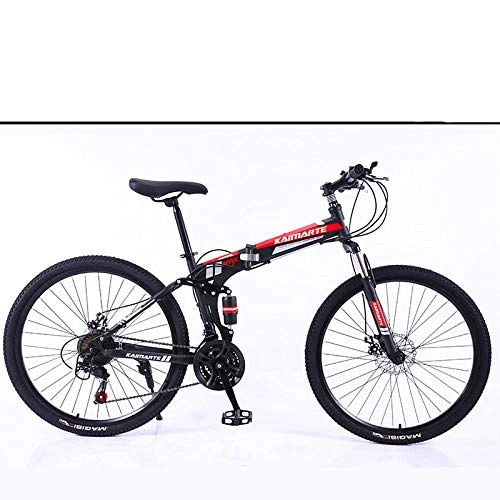 Folding Bike : 26 inch lightweight mini folding mountain bike small portable durable bicycle road city bike-Black red black tire_26 inch 27 speed