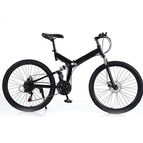 Folding Bike : 26 Inch Mountain Bike Unisex Adult Bike Full Suspension 21 Speed Folding Frame