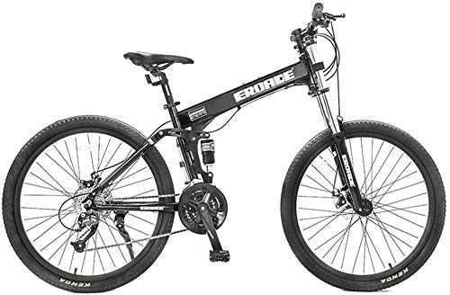 Folding Bike : 26 Inch Mountain Bikes, Adult 27-Speed Dual-Suspension Mountain Bike, Aluminum Frame Bicycle, Men's Womens Adjustable Seat Alpine Bicycle, (Color : Black, Size : Non Foldable)