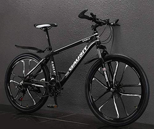 Folding Bike : 26 Inch Wheel Aluminum Alloy Mountain Bike, Dual Suspension City Road Bicycle (Color : Black white, Size : 24 speed)