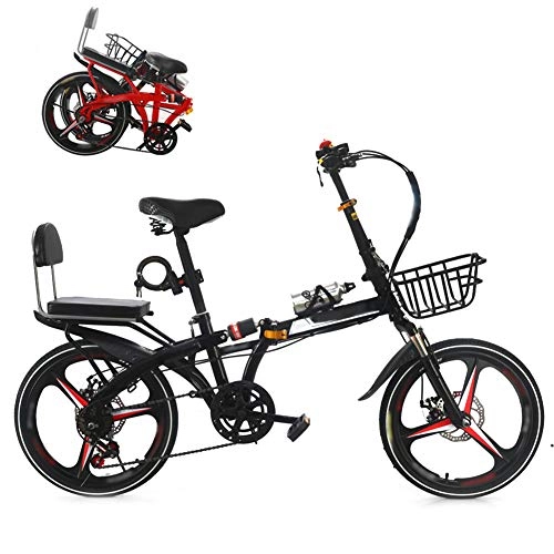 Folding Bike : 26 Inches Lightweight Folding MTB Bike, Foldable City Commuter Bicycles, 7 Speed Mens Womens Mountain Bike + Double Disc Brake WM-LIHGT / Black