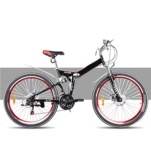 Folding Bike : 26" Wheel Mountain Bike, 21 Speed 16" Frame Black & Red, Red, 24