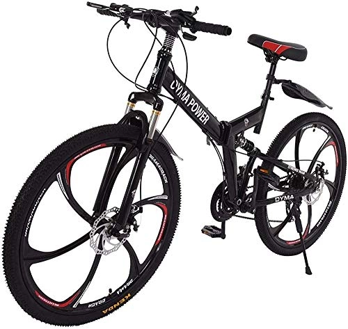 Folding Bike : 26in Folding Mountain Bike 21 Speed Bicycle Full Suspension MTB Bikes Outdoor Sport City Road Bike Carbon Steel Travel Bicycle