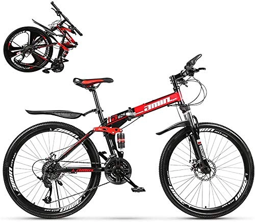 Folding Bike : 26inch 30Speed Adult Folding Bike Foldable Outroad Bicycles Men Women Folding Mountain Bikes for Outdoor Bicycle-red