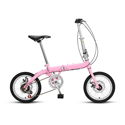 Folding Bike : 6 Speed Mini Folding Bike, Lightweight Dual Disc Brakes Foldable Bicycle, Variable Speed City Bike For Adult Men And Women Teens, Aluminum Frame-A-16inch