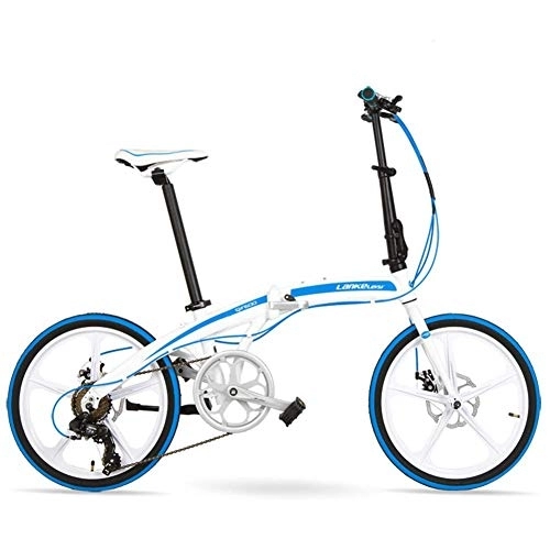 Folding Bike : 7 Speed Folding Bike, Adults Unisex 20" Light Weight Folding Bikes, Aluminum Alloy Frame Lightweight Portable Foldable Bicycle, White, 5 Spokes FDWFN (Color : White)