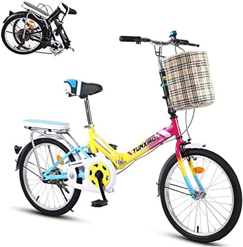 Folding Bike : Adult folding bike 20-inch lightweight carbon steel frame bicycle portable foldable bicycle, very suitable for urban riding and commuting-A