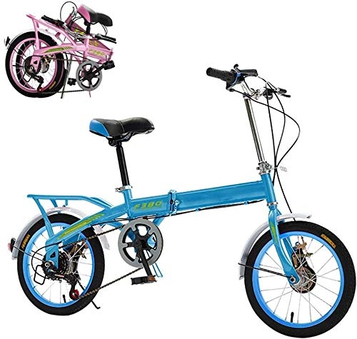 Folding Bike : Adult Folding Bike Mini Folding Bike High Carbon Steel Lightweight Foldable Bikes 16in Foldable Bicycle Folded Streamline Frame-C