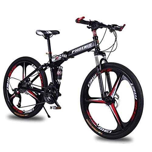 Folding Bike : Adult Folding Mountain Bike, 26 Inch MTB Bicycle 24 / 27Speed Folding Outroad Bicycles Double Shock-Absorbing Disc Brake Folding Mountain Bike Male and Female Student Bicycle D, 26in24Speed