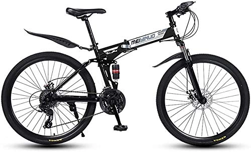 Folding Bike : Adult Folding Mountain Bike Foldable Outroad Bicycles Folded Within 21-Speed 26in Lightweight Folding Bike-black
