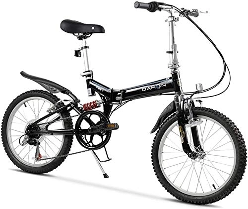 Folding Bike : Adult Mountain Bikes, 20 Inch 6 Speed Full Suspension Bicycle, High-carbon Steel Frame, Men's Womens Mountain Bicycle, Folding Bicycle,