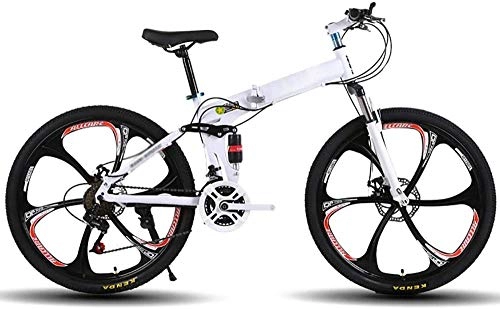 Folding Bike : Adult Mountain Bikes 26inch 24Speed Folding Bike Foldable Outroad Bicycles Folded WithinFolding Outdoor Bicycle-White
