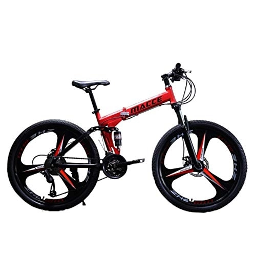 Folding Bike : Adult Road Racing Bike 24Inch Folding Mountain Bike for Men Women 21 Speed Folding Bikes Full Suspension Disc Brake Cruiser Bicycles Trek MTB, Three Knife Wheel