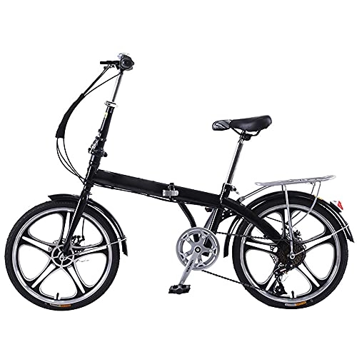 Folding Bike : Agoinz Folding Bike Black Mountain Bike 7 Speed Dual Suspension Wheel, Height Adjustable Seat, For Mountains And Roads, And Save Space Better