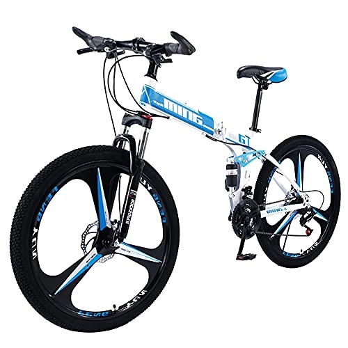 Folding Bike : Agoinz Mountain Bike Blue Bike Fast Folding Ergonomic Lightweight Sport With Anti Slip Wear Resistant, For Men Or Women Dual Wheel Bikes