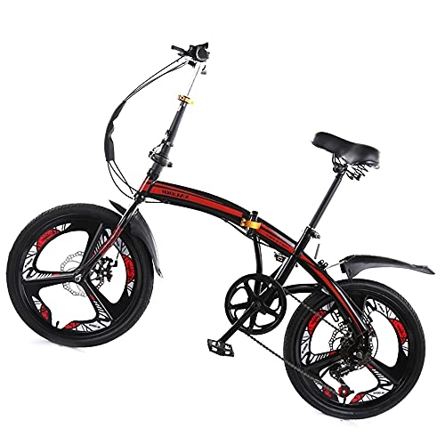 Folding Bike : Agoinz Mountain Bikes Black Cycling, Six Level Shifting, For 20 Inch, Fast Folding Ergonomic For Adults Men Women, Thickened High Carbon Steel Material