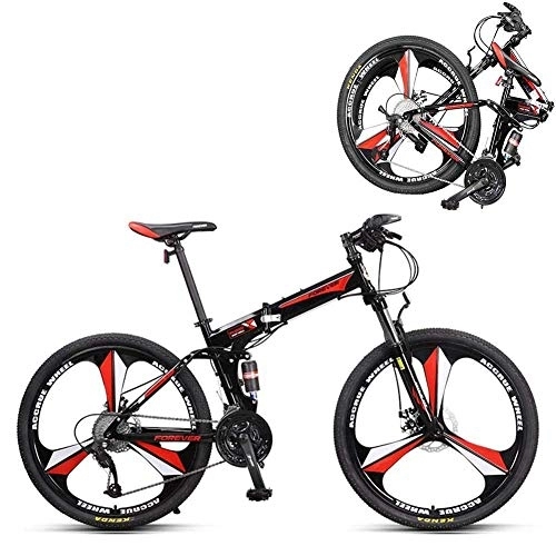 Folding Bike : All Terrain Mountain Bike, Foldable Portable 26" Double Suspension High Carbon Steel Frame Mountain Bike 27 Speed Micro Transition Speed Adult Men's Variable Speed Mountain Bike