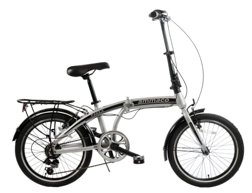Folding Bike : Ammaco Folding Bike Pakka Metro 20" Wheel Commuter Bike Silver
