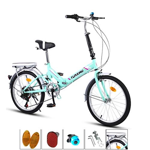 Folding Bike : AOHMG 20'' Folding Bike, 7-Speed Steel Frame Unisexe Compact Commuter Foldable City Bicycle, with Anti-Skid Wear-Resistant Tire / Fenders, A