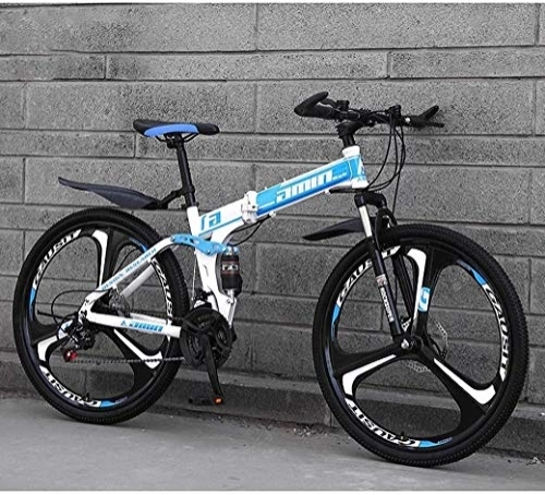 Folding Bike : Aoyo Anti-Slip Mountain Bike, 26Inch 24-Speed Folding Bikes, Double Disc Brake Road Bicycle, Full Suspension Lightweight Aluminum Frame, Suspension Fork