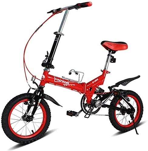 Folding Bike : Aoyo Kids Folding Bikes, 14 Inch Mini Folding Mountain Bike, High-carbon Steel Lightweight Portable Foldable Bicycle, Suspension Bike, (Color : Red)