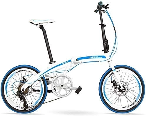 Folding Bike : AYHa 7 Speed Folding Bike, Adults Unisex 20" Light Weight Folding Bikes, Aluminum Alloy Frame Lightweight Portable Foldable Bicycle, White, Spokes