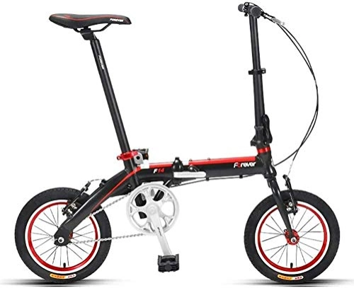 Folding Bike : AYHa Mini Folding Bike, Adults 14" Single Speed Foldable Bicycle, Junior School Students Light Weight Folding Bike, Lightweight Portable, Black