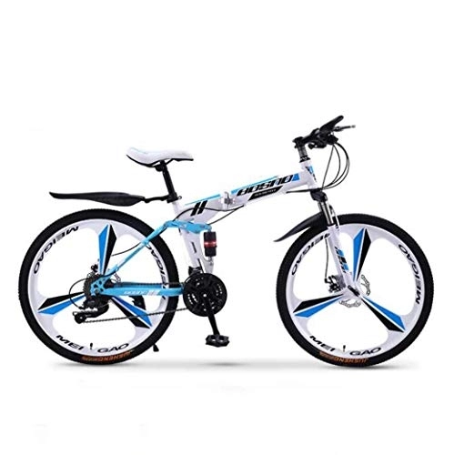 Folding Bike : AZYQ Mountain Bike Folding Bikes, 30-Speed Double Disc Brake Full Suspension Anti-Slip, Off-Road Variable Speed Racing Bikes for Men and Women, B1, 24 inch