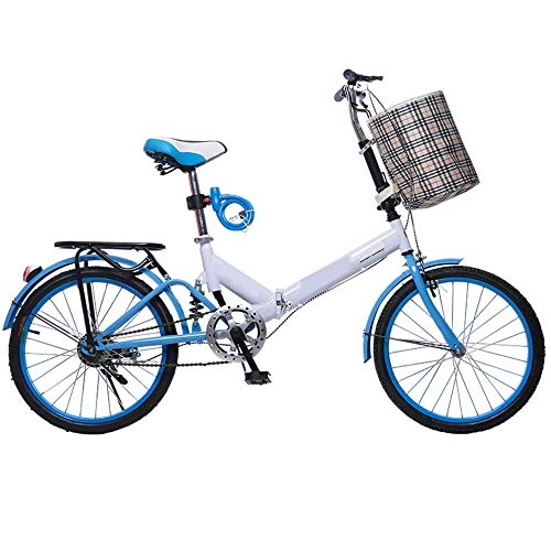 Folding Bike : B Folding Bicycle Bicycle Seat Tube Shock Absorber Quick Release Student Adult Single Speed Men and Women Models Blue 20 Inch