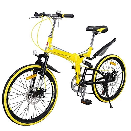 Folding Bike : B Folding Car Mountain Bike Speed Double Disc Brake Front and Rear Shock Men and Women Bicycle Adult Adult Youth Soft Tail Bicycle 22 Inch 7 Speed