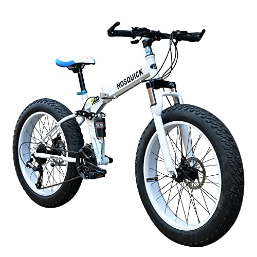 Folding Bike : Beach Snow Mountain Bike Shock Absorption Off-Road Variable Speed Thick Tire Folding Bike 20 / 24 / 26 Inch Disc Brake Mountain Bike With Aluminum Frame Male Car Female Car