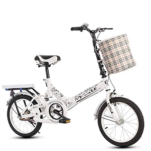 Folding Bike : BEIGOO City Folding Bike, Men Ms Foldable Bicycle, Lightweight Suspension Non-Slip Wear-Resistant Tire Bike, For Commuter Adult-White-16inch