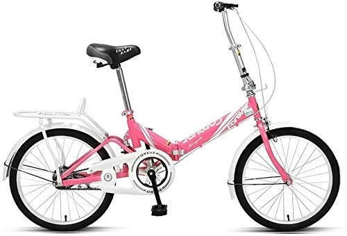 Folding Bike : Bicycle 16 Inch Folding Bicycle Student Adult Universal City Bike Commuting Style Ultralight Mini (Color : Pink)