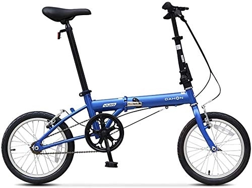 Folding Bike : Bicycle 16" Mini Folding Bikes, Adults Men Women Students Light Weight Folding Bike, High-carbon Steel Reinforced Frame Commuter Bicycle (Color : Blue)