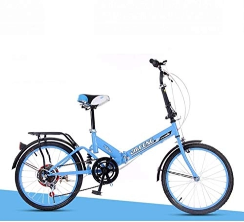 Folding Bike : Bicycle 20 Inch Folding Bicycle Children Ultra Light Portable Men and Women Adults Shock Absorber Bicycle Commuting Bicycle Lightweight (Color : Blue)