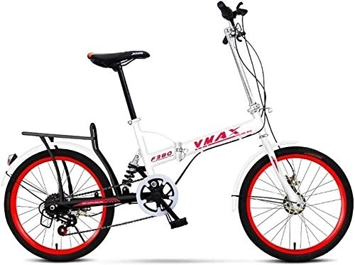 Folding Bike : Bicycle 20 Inch Folding Bicycle Children Ultra Light Portable Men And Women Adults Shock Absorber Bicycle Student (Color : White)