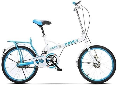Folding Bike : Bicycle 20 Inch Folding Bicycle Children Ultra Light Portable Men And Women Adults Shock Absorber Student (Color : Blue)