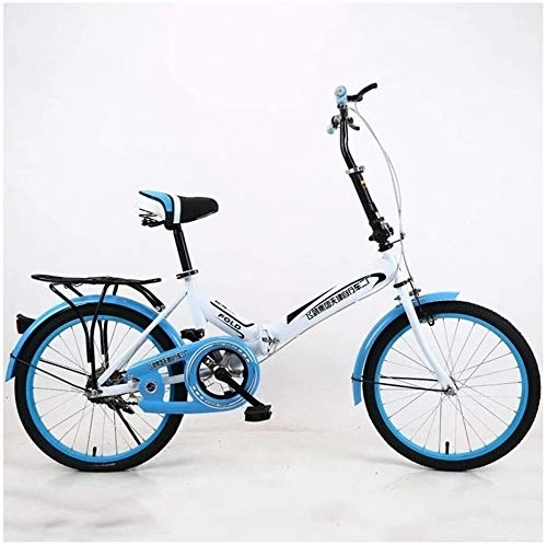Folding Bike : Bicycle 20 Inch Folding Bicycle Single Speed Student Adult Universal Bicycle City Bike Commuting Style (Color : Blue)