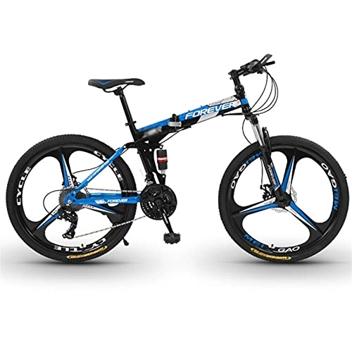 Folding Bike : Bicycle 26 Inch, 3 Knife Wheel Variable Speed Mountain Bike 21 / 24 / 27 / 30 / Speed Folding Foldable Bicycle Double Shock Absorption System For Women And Men Bikes Color: A-D ( Color : B , Speed : 21speed )