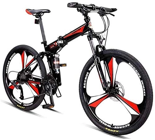 Folding Bike : Bicycle 26 Inch Mountain Bikes, 27 Speed Overdrive Mountain Trail Bike, Foldable High-carbon Steel Frame Hardtail Mountain Bike ( Color : Red )