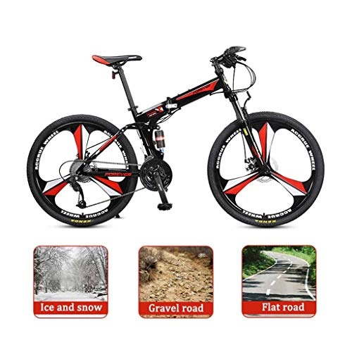 Folding Bike : Bicycle, 26Inch Folding Mountain Bike 27 Speed 3 Knife Wheel Bicycle Double Disc Brakes Mountain Bike, Folded Within 15s, Double Disc Brake Mountain Bicycle Urban Commuters For Adults Students