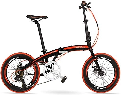 Folding Bike : Bicycle 7 Speed Folding Bike, Adults Unisex 20" Light Weight Folding Bikes, Aluminum Alloy Frame Lightweight Portable Foldable Bicycle, White, 5 Spokes (Color : Red, Size : Spokes)