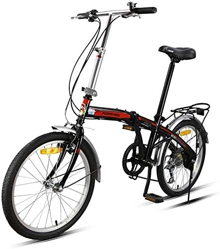 Folding Bike : Bicycle Bike Folding Bicycle Adult Men and Women Road Bike Portable City Bike Manned Bicycle Shock-absorbing Students Bike Outdoor (Color : Black red)