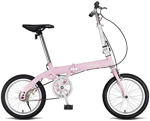 Folding Bike : Bicycle Bike Folding Bicycle Road Bike Bicycle Kids Bicycle Shock-absorbing Single Variable Speed Bike Adult City Students Mini (Color : Pink 16 inch single speed)